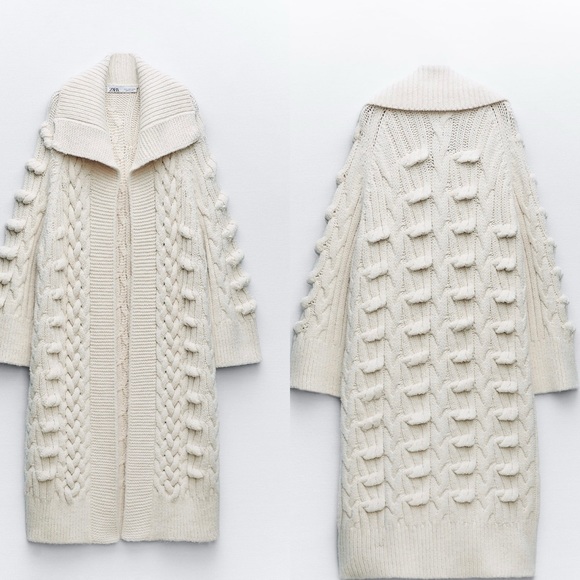 BLOGGERS FAV ZARA TEXTURED KNIT COAT CARDIGAN - Picture 7 of 7